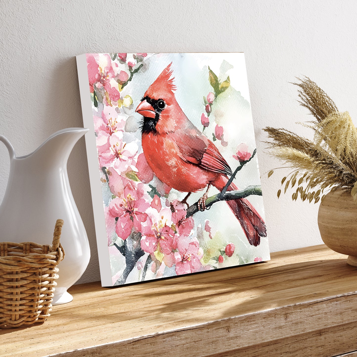 Spring Cardinal Wall Decor Art | UV Print Wall Decor | Indoor Wall Art Canvas | Nature-Inspired Home Décor | 3 Sizes