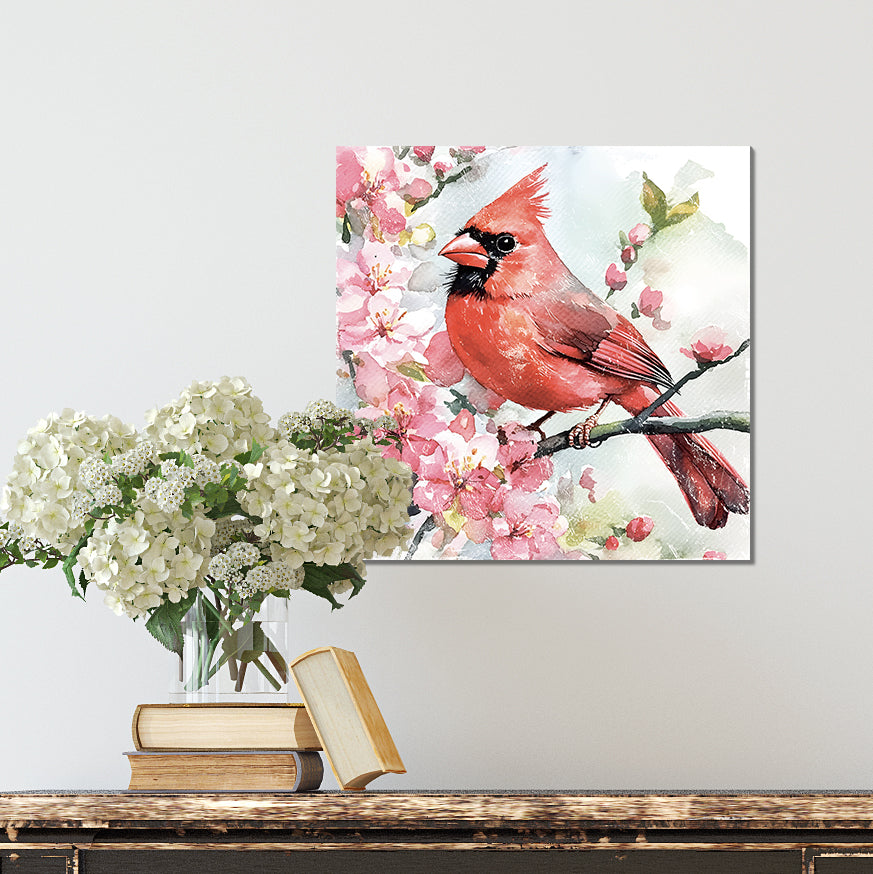 Spring Cardinal Wall Decor Art | UV Print Wall Decor | Indoor Wall Art Canvas | Nature-Inspired Home Décor | 3 Sizes