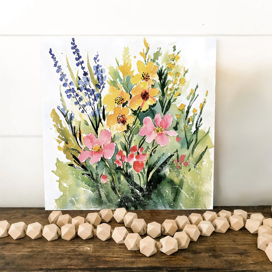 Spring Wildflowers Wall Decor Art | UV Print Canvas | Watercolor Style Indoor Wall Art | 3 Sizes