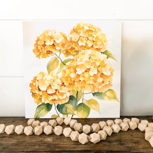 Spring Hydrangeas Wall Decor Art | UV Print Canvas | Watercolor Style Indoor Wall Art | 3 Sizes