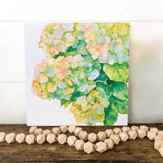 Spring Hydrangeas Wall Decor Art | UV Print Canvas | Watercolor Style Indoor Wall Art | 3 Sizes