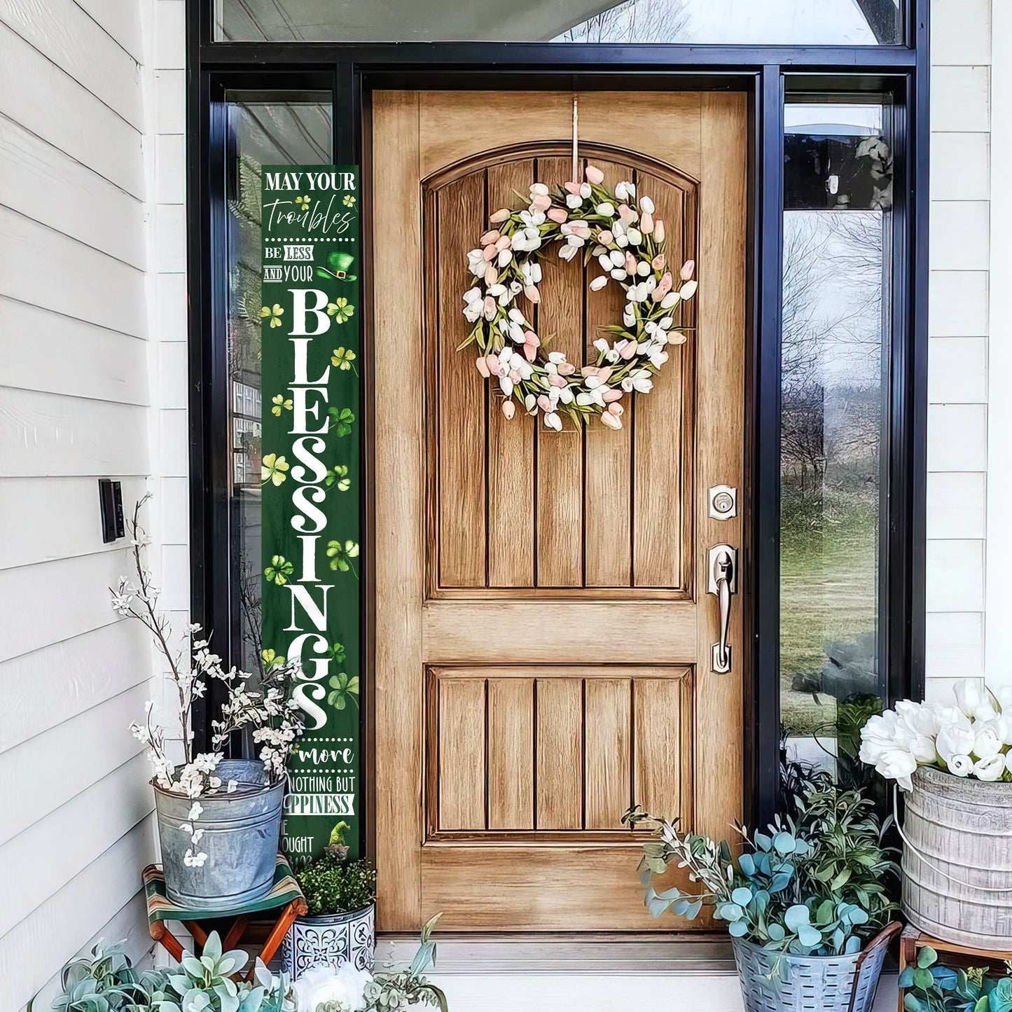 72in Irish Blessing St. Patrick’s Day Porch Sign | Wooden Entryway Decor | UV Print | Foldable Front Porch Plaque | Festive Home Decor