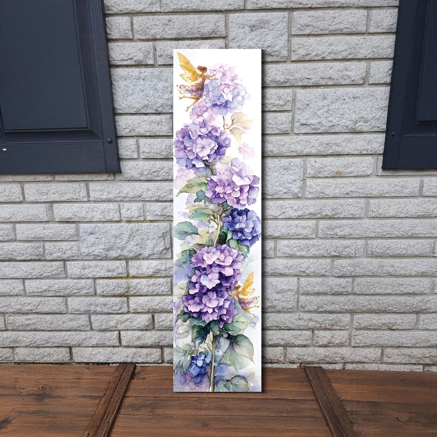 Spring Fairy Hydrangeas Porch Sign | Wooden Entryway Decor | UV Print | Front Porch Plaque | Seasonal Home Decor | 3 Sizes