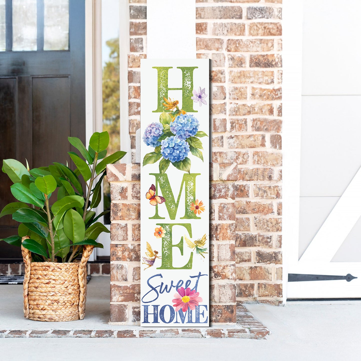 Spring Fairy Hydrangeas Home Sweet Home Porch Sign | Entryway Decor | UV Print | Front Porch Plaque | Seasonal Home Decor | 3 Sizes