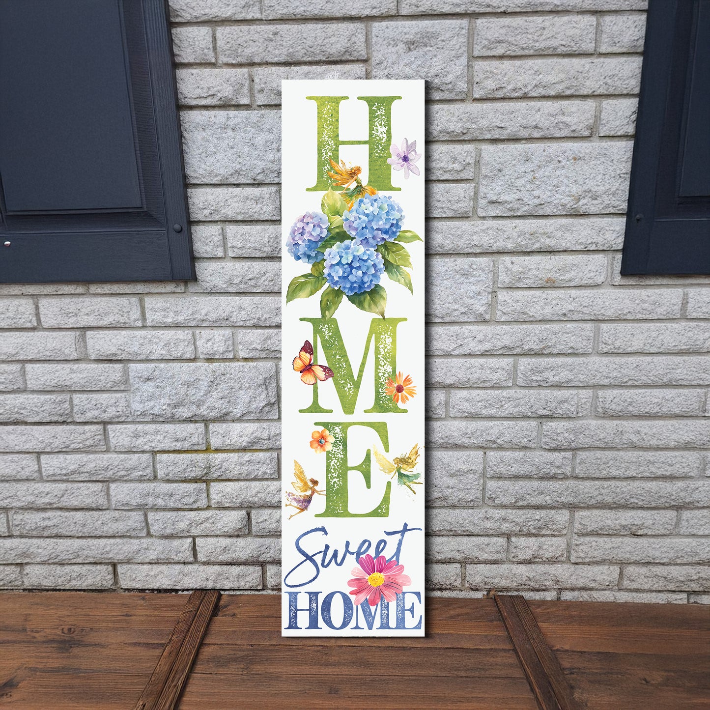 Spring Fairy Hydrangeas Home Sweet Home Porch Sign | Entryway Decor | UV Print | Front Porch Plaque | Seasonal Home Decor | 3 Sizes