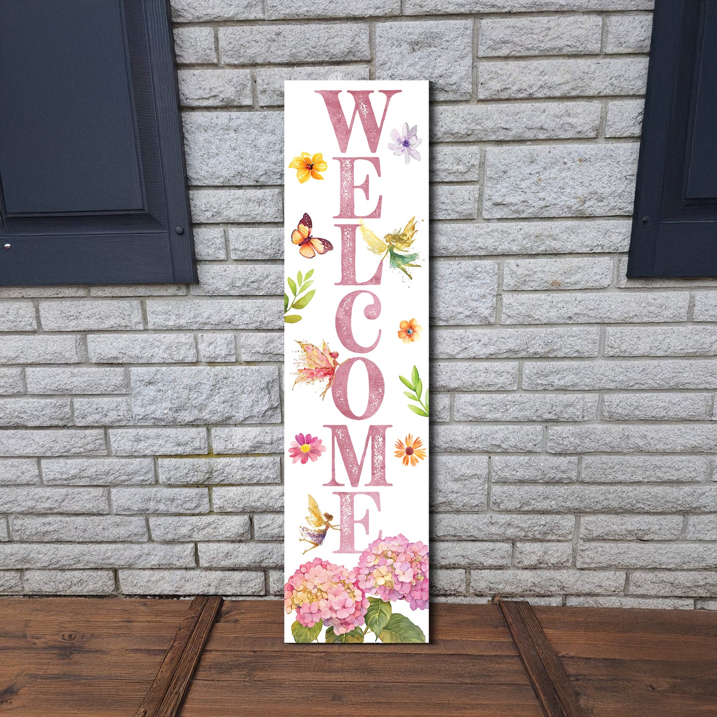 Spring Fairy Hydrangeas Welcome Porch Sign | Entryway Decor | UV Print | Front Porch Plaque | Seasonal Home Decor | 3 Sizes