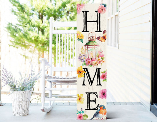 36in Spring Home Sign for Front Door - Wooden Porch Sign, Front Porch Decor, Home Decor Indoor Outdoor Wood Sign