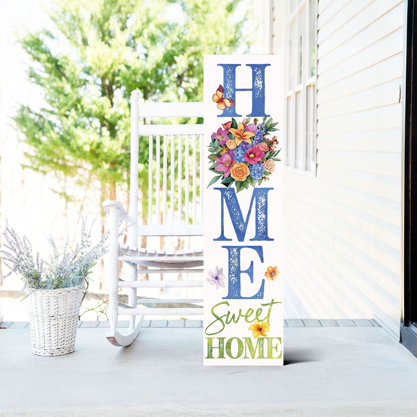 Spring Floral Home Sweet Home Decor Porch Sign | Entryway Decor | UV Print | Front Porch Plaque | Home Decor | 3 Sizes