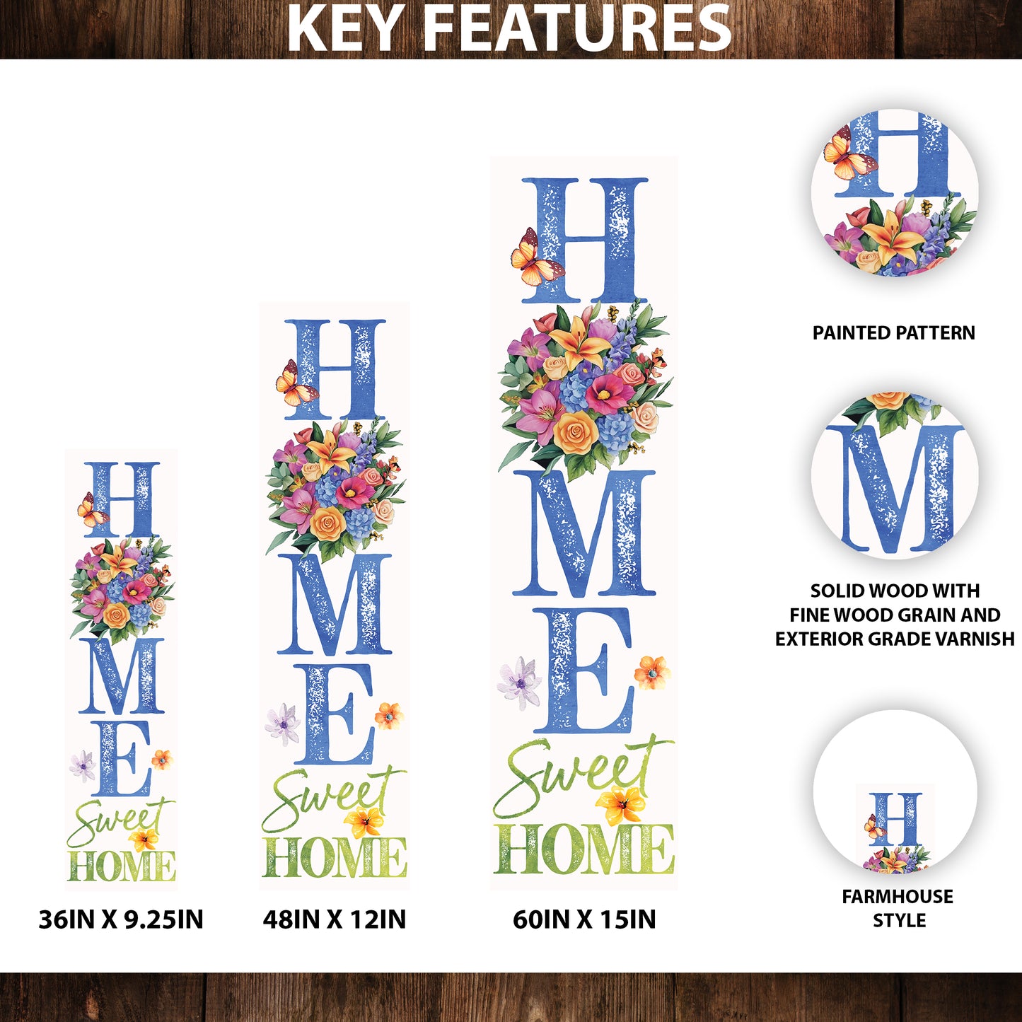 Spring Floral Home Sweet Home Decor Porch Sign | Entryway Decor | UV Print | Front Porch Plaque | Home Decor | 3 Sizes