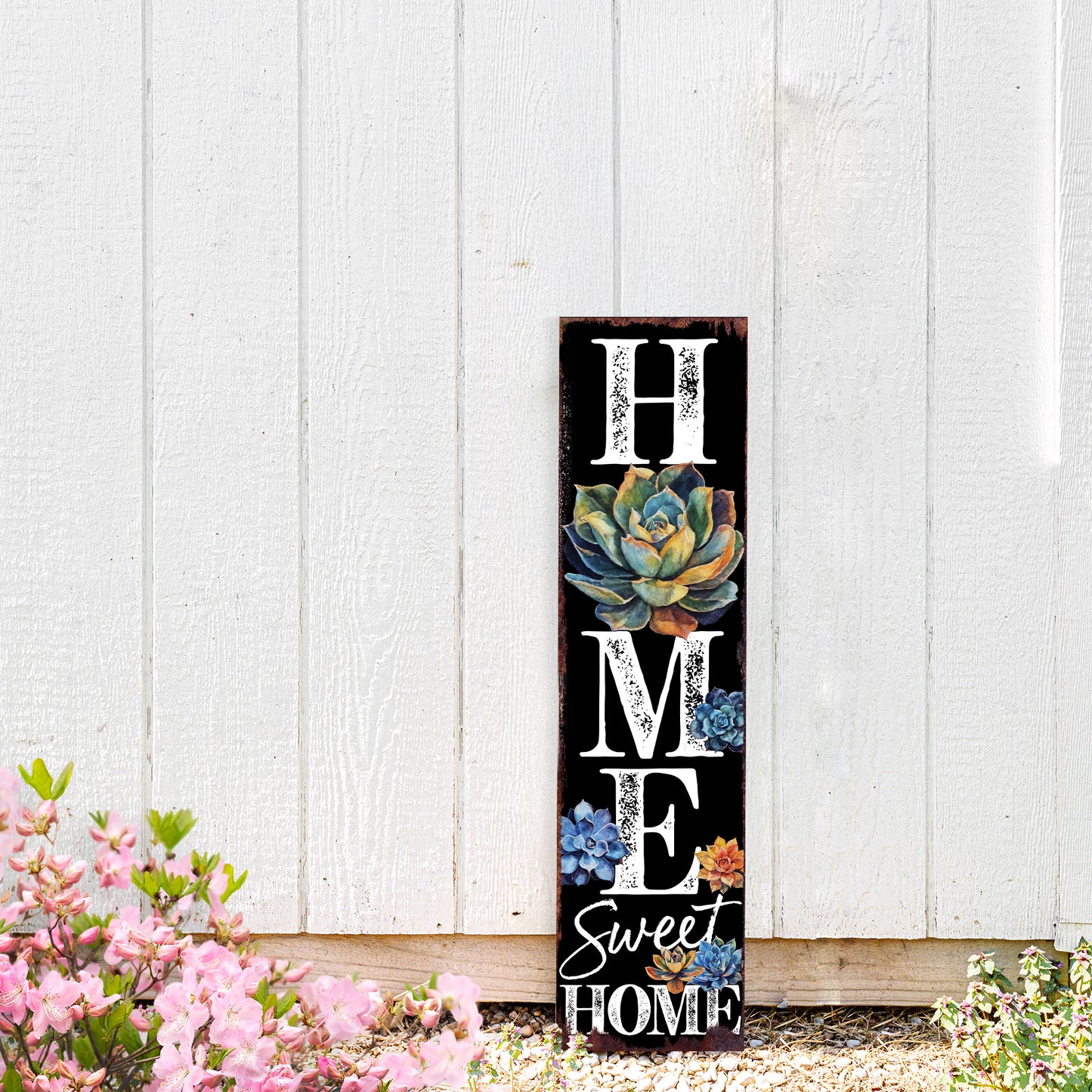 Spring Succulent Home Sweet Home Decor Porch Sign | Entryway Decor | UV Print | Front Porch Plaque | Home Decor | 3 Sizes