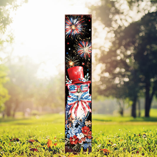 4th of July Owl & Fireworks Garden Stake | Multi Sizes | Perfect Patriotic Yard Independence Day Garden Decor | Outdoor Stake Sign