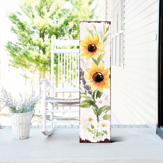 Summer Sunflower Wildflower Porch Sign | Sunflower & Lavender Design | Multi Sizes | Perfect for Front Door, Yard, Garden, or Porch Decor