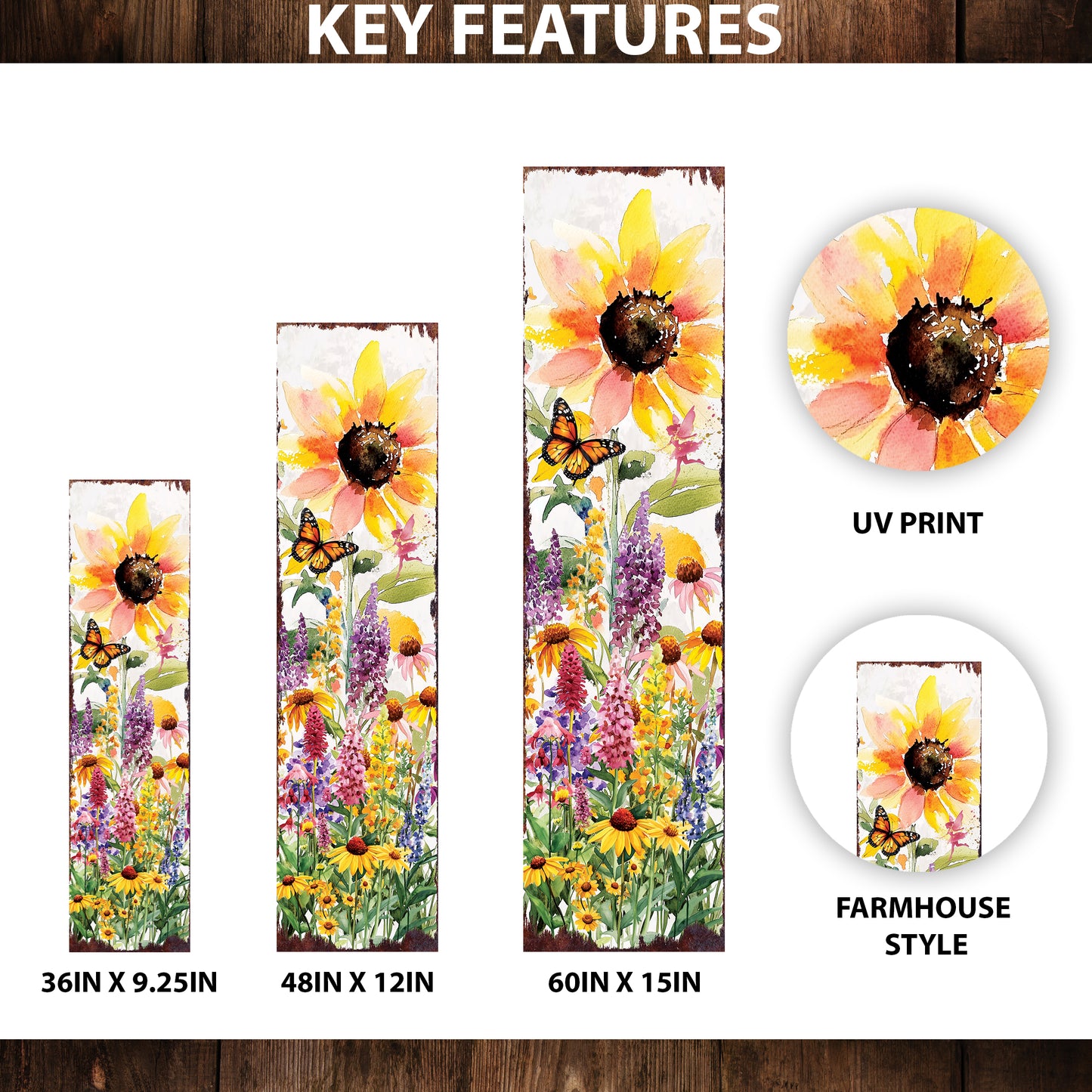 Summer Wildflowers Porch Sign | Wildflower Garden Design | UV Print | Multi Sizes for Front Porch Decor