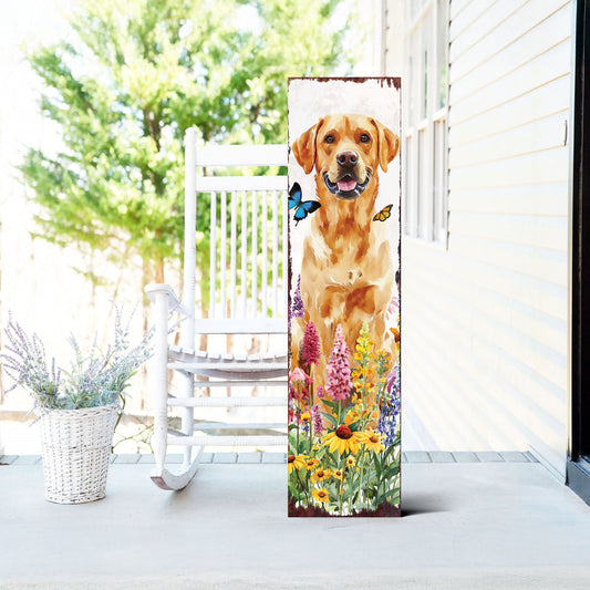 Summer Labrador Retriever Porch Sign | Wildflower Garden Design | Pet-Friendly Decor | Multi Sizes for Front Porch Decor