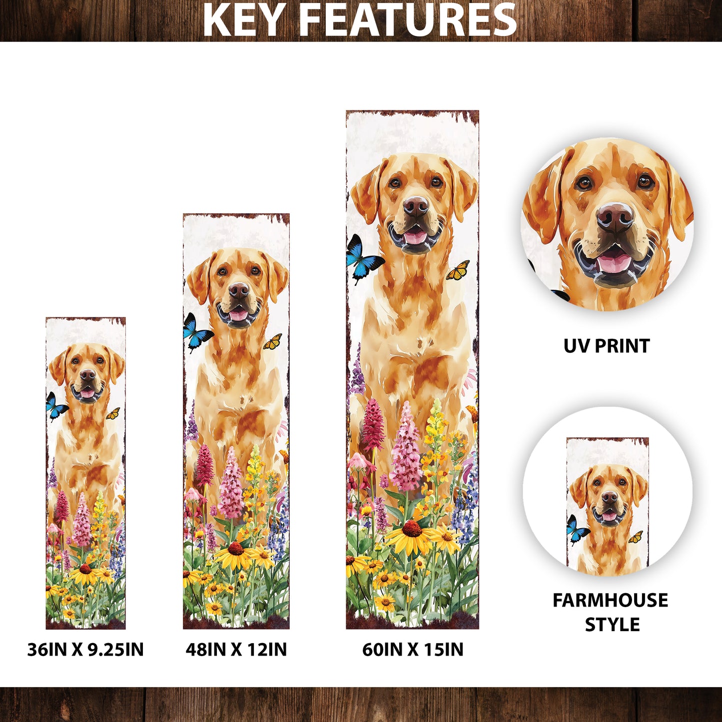Summer Labrador Retriever Porch Sign | Wildflower Garden Design | Pet-Friendly Decor | Multi Sizes for Front Porch Decor
