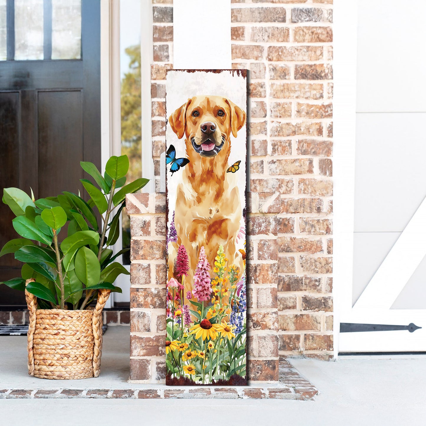Summer Labrador Retriever Porch Sign | Wildflower Garden Design | Pet-Friendly Decor | Multi Sizes for Front Porch Decor
