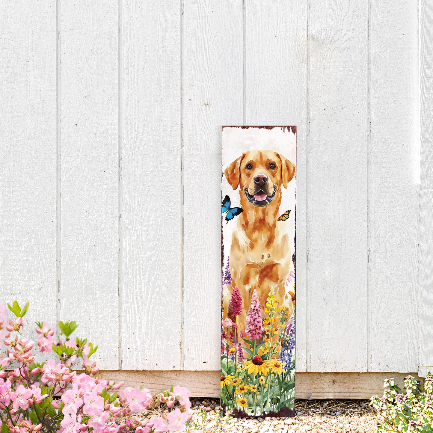 Summer Labrador Retriever Porch Sign | Wildflower Garden Design | Pet-Friendly Decor | Multi Sizes for Front Porch Decor