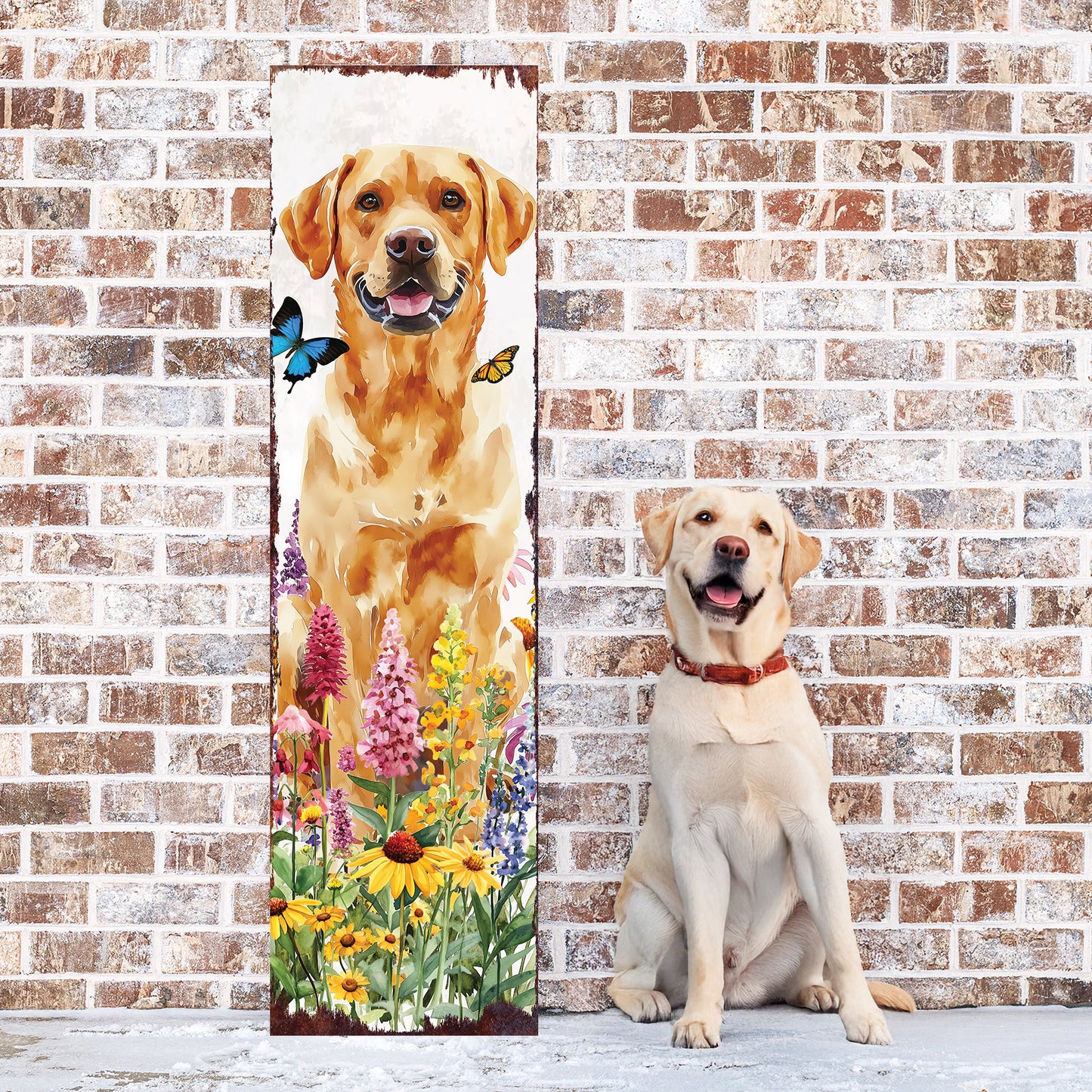Summer Labrador Retriever Porch Sign | Wildflower Garden Design | Pet-Friendly Decor | Multi Sizes for Front Porch Decor