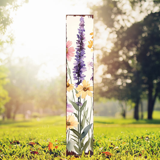 Summer Wildflowers Wooden Garden Stake Sign – Outdoor Floral Yard Décor | UV Print | Farmhouse Style | Multiple Sizes