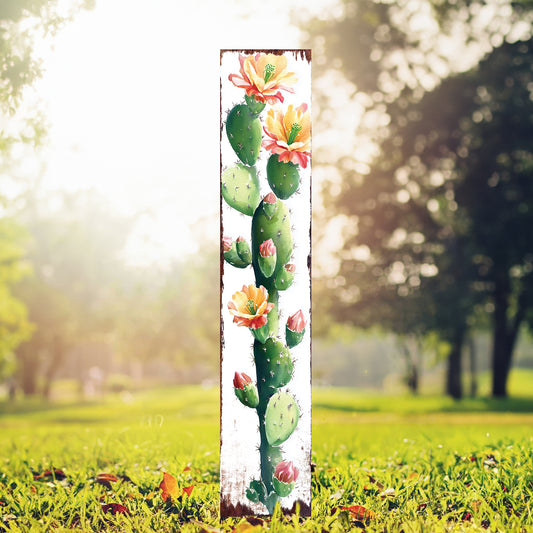 Summer Cactus Garden Stake | Watercolor Wooden Outdoor Garden Yard Décor | Farmhouse Style UV Printed | Multiple Size