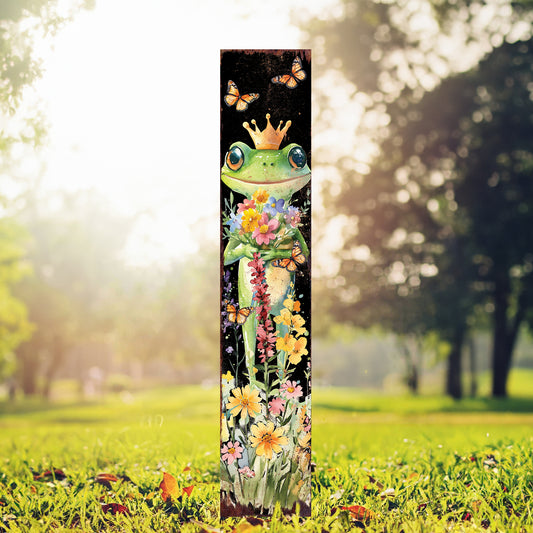 Summer Frog Garden Stake – Watercolor Yard Sign with Flowers & Butterflies | Outdoor Lawn Decor | UV Print | Multi Sizes