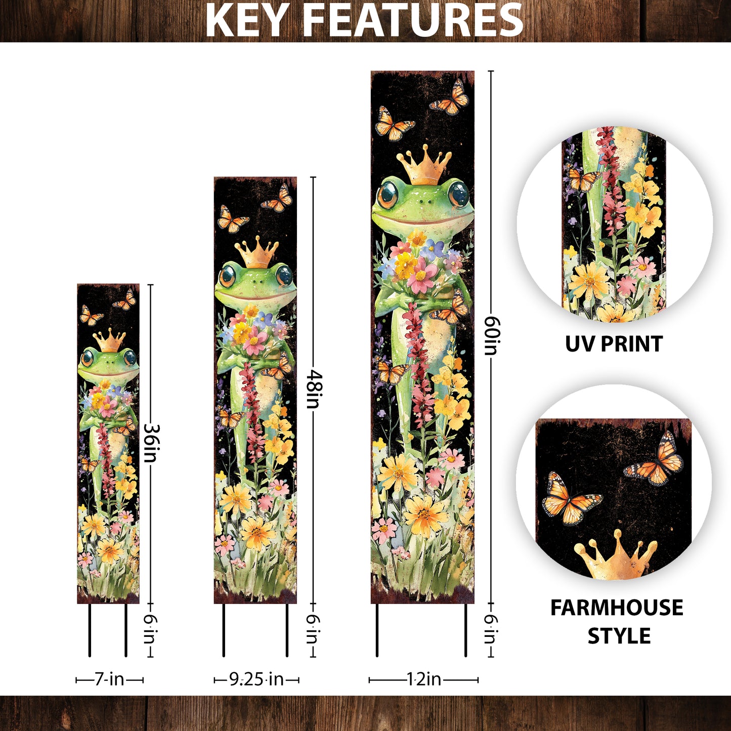 Summer Frog Garden Stake – Watercolor Yard Sign with Flowers & Butterflies | Outdoor Lawn Decor | UV Print | Multi Sizes