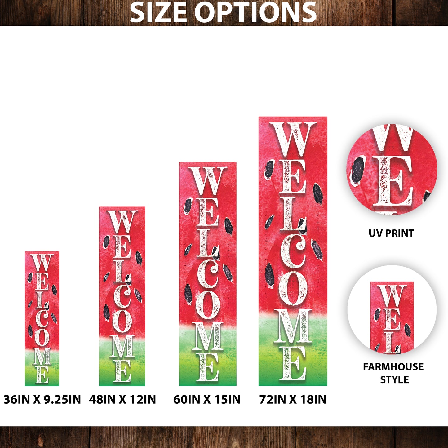 Sweet Summer Watermelon Welcome Porch Sign | Outdoor Front Door Decor | UV Print | Farmhouse Style | Multi Sizes and Patterns