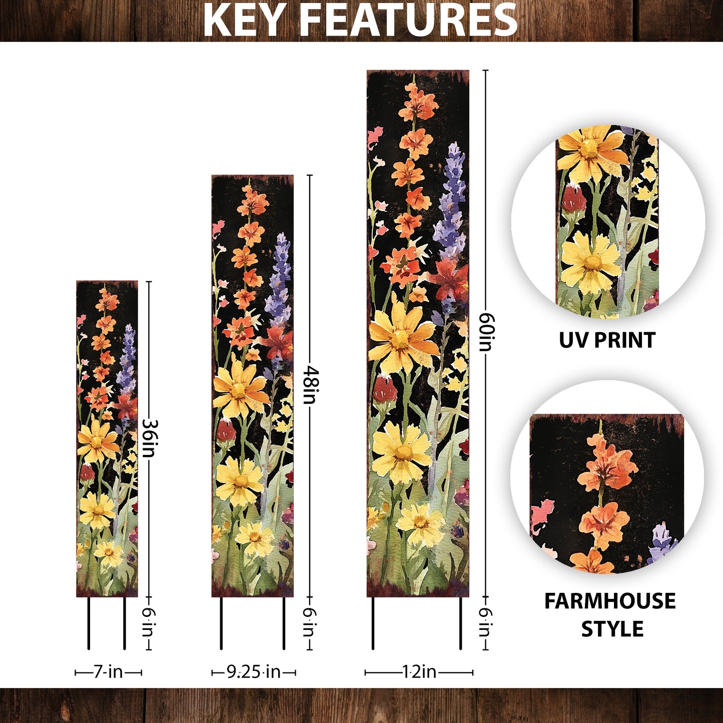 Summer Wildflower Garden Stake – Vibrant Floral Yard Sign for Outdoor Rustic Decor | UV Printed | Multiple Sizes