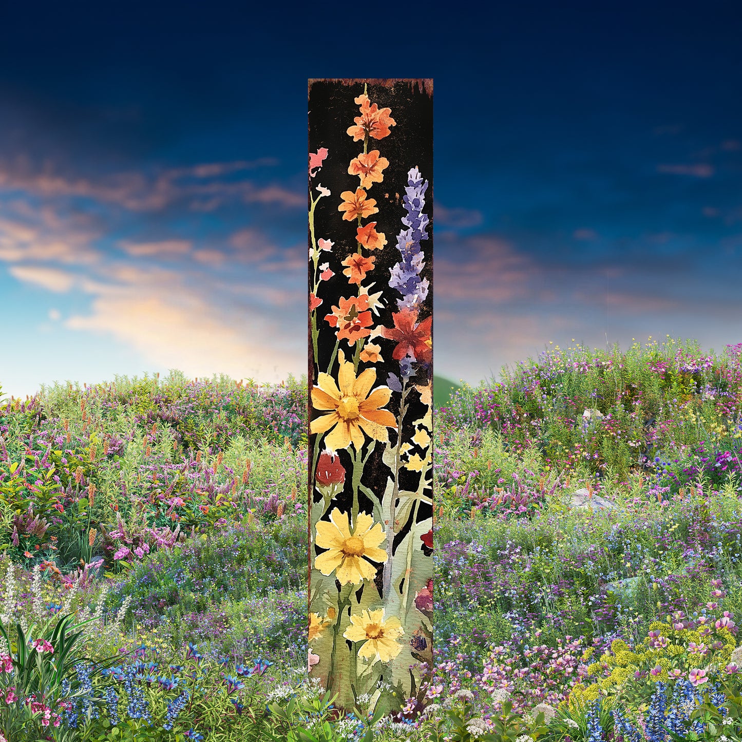 Summer Wildflower Garden Stake – Vibrant Floral Yard Sign for Outdoor Rustic Decor | UV Printed | Multiple Sizes
