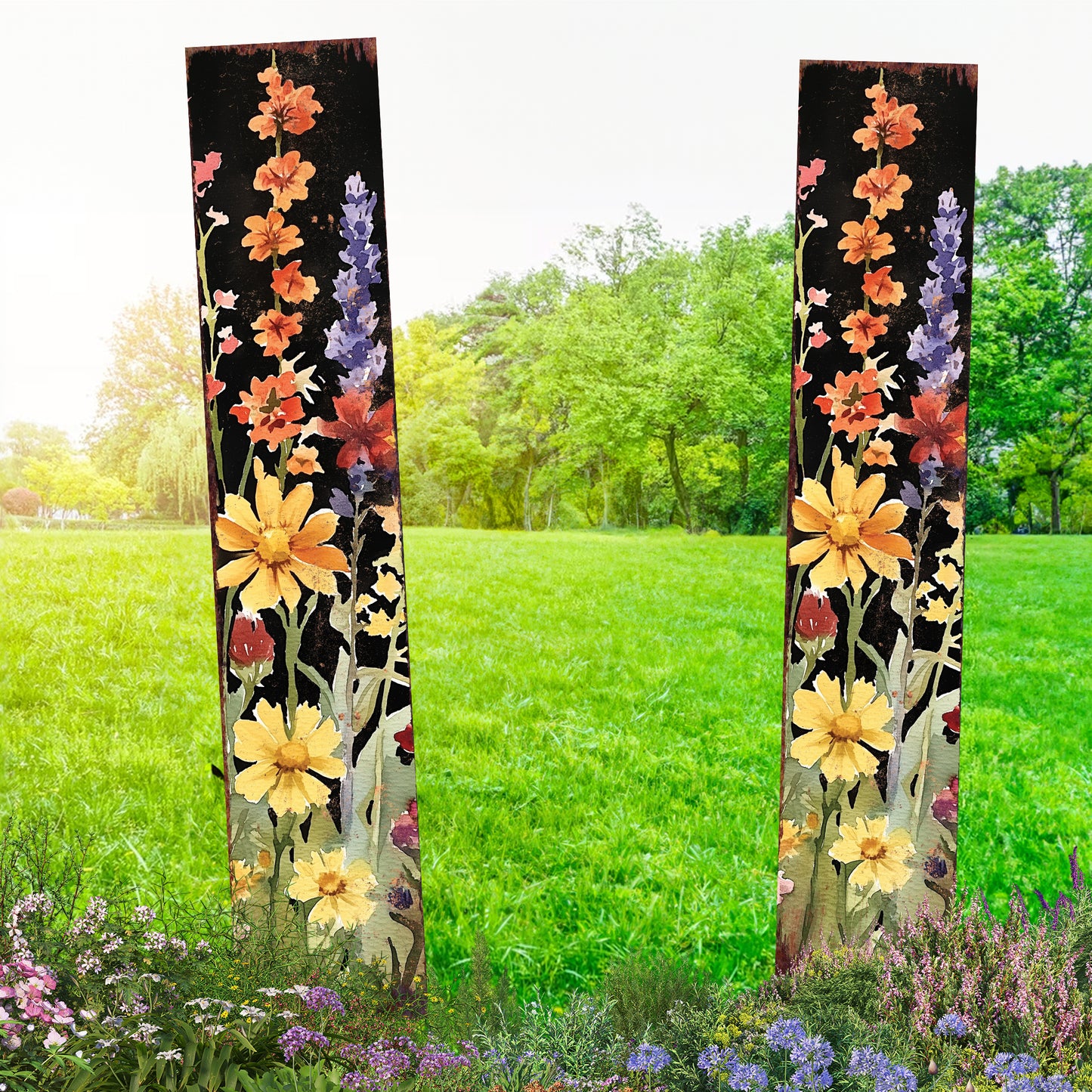 Summer Wildflower Garden Stake – Vibrant Floral Yard Sign for Outdoor Rustic Decor | UV Printed | Multiple Sizes