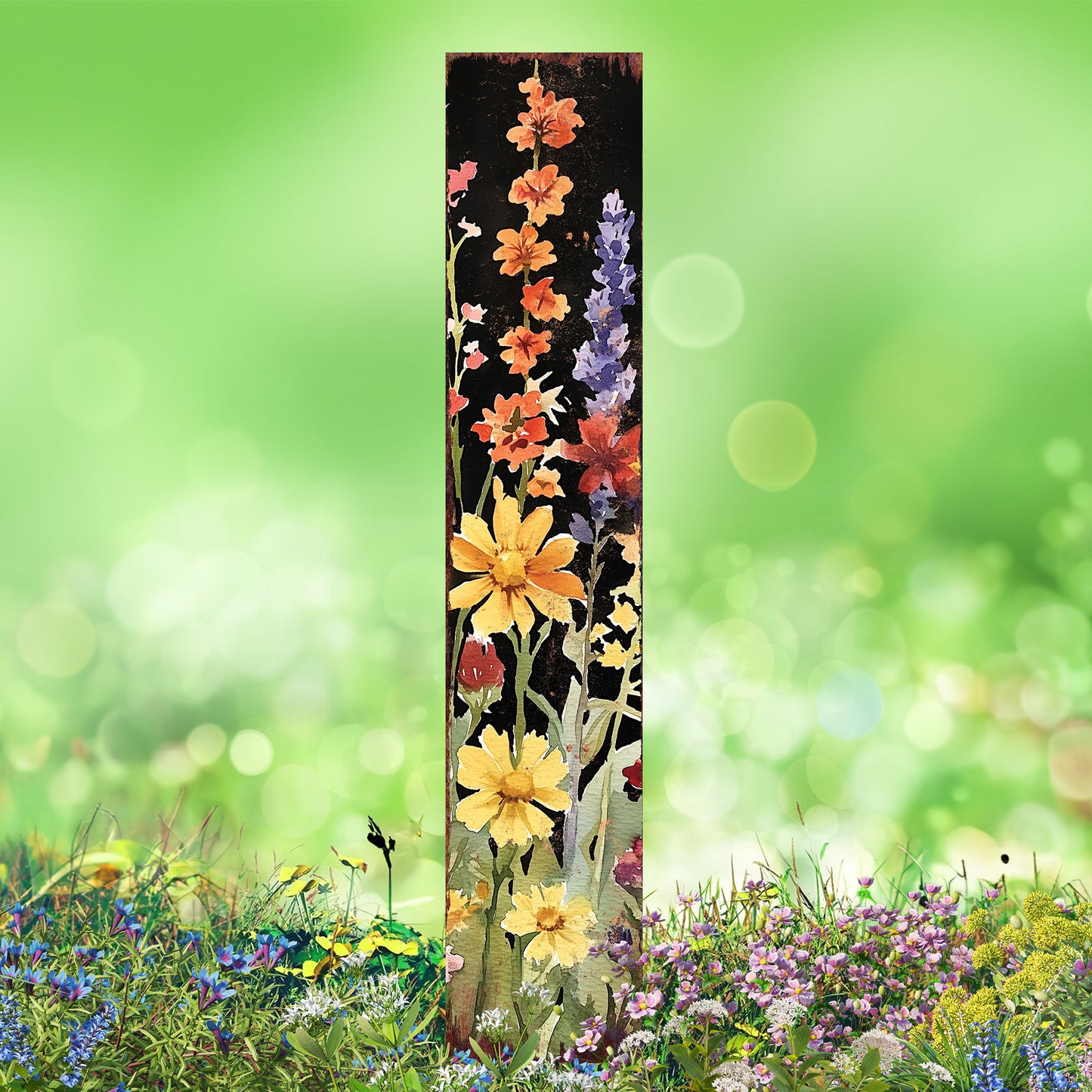Summer Wildflower Garden Stake – Vibrant Floral Yard Sign for Outdoor Rustic Decor | UV Printed | Multiple Sizes