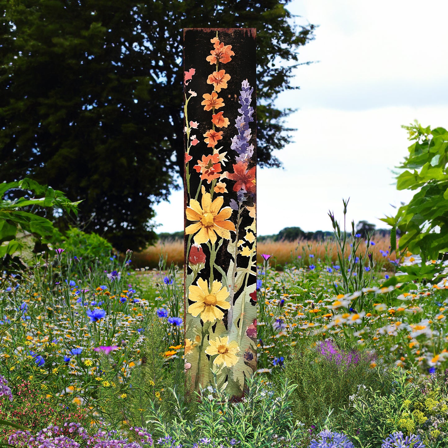 Summer Wildflower Garden Stake – Vibrant Floral Yard Sign for Outdoor Rustic Decor | UV Printed | Multiple Sizes