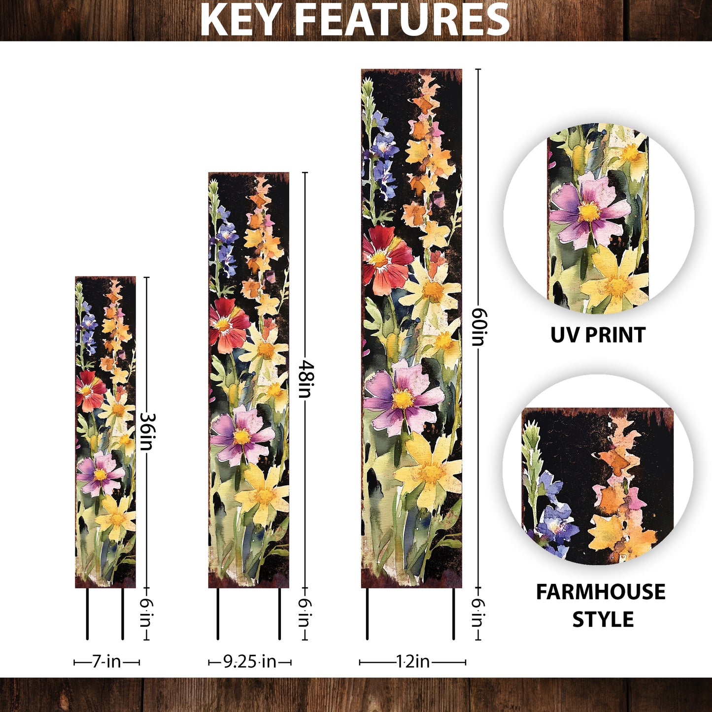 Summer Wildflower Garden Stake – Vibrant Floral Yard Sign for Outdoor Rustic Decor | UV Printed | Multiple Sizes