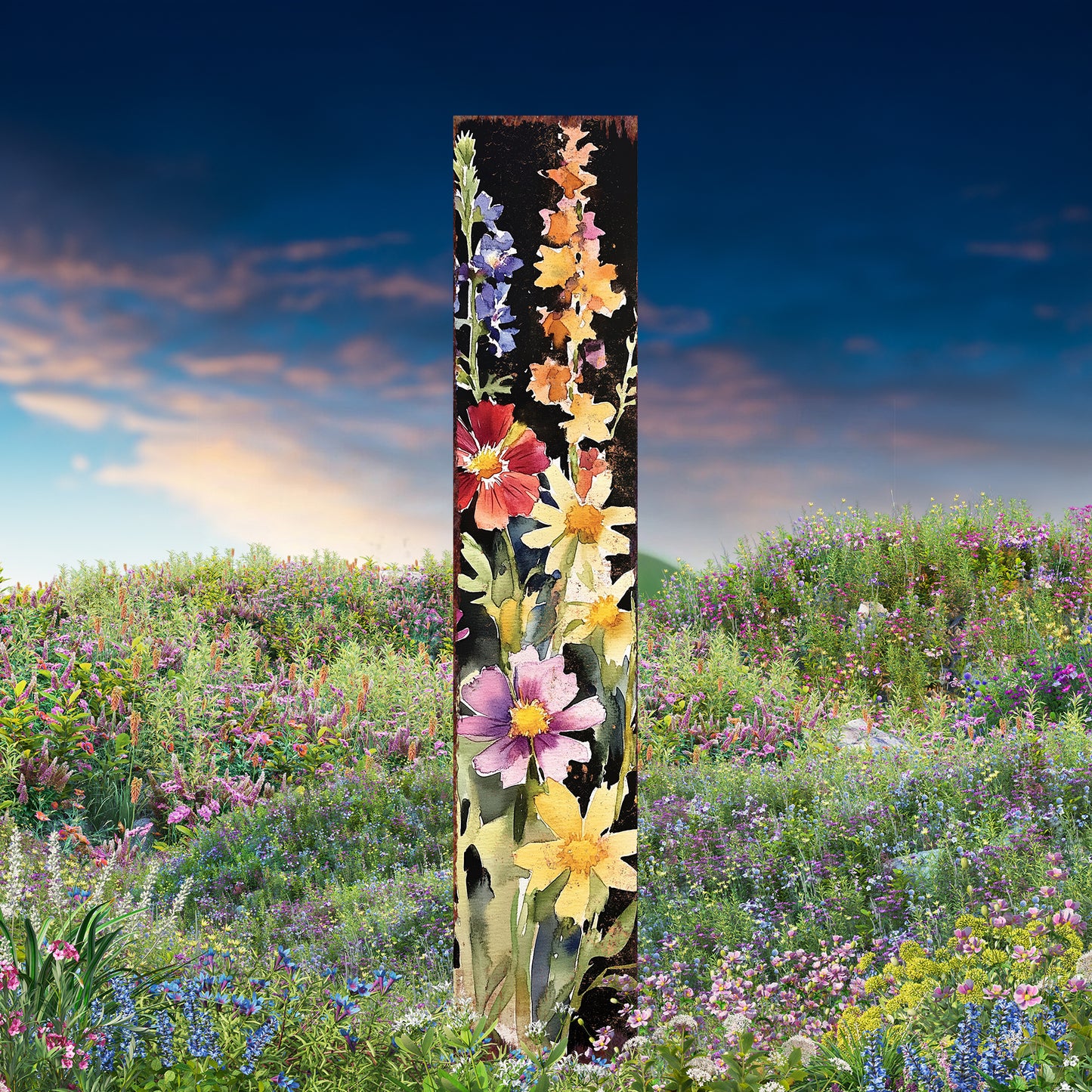 Summer Wildflower Garden Stake – Vibrant Floral Yard Sign for Outdoor Rustic Decor | UV Printed | Multiple Sizes