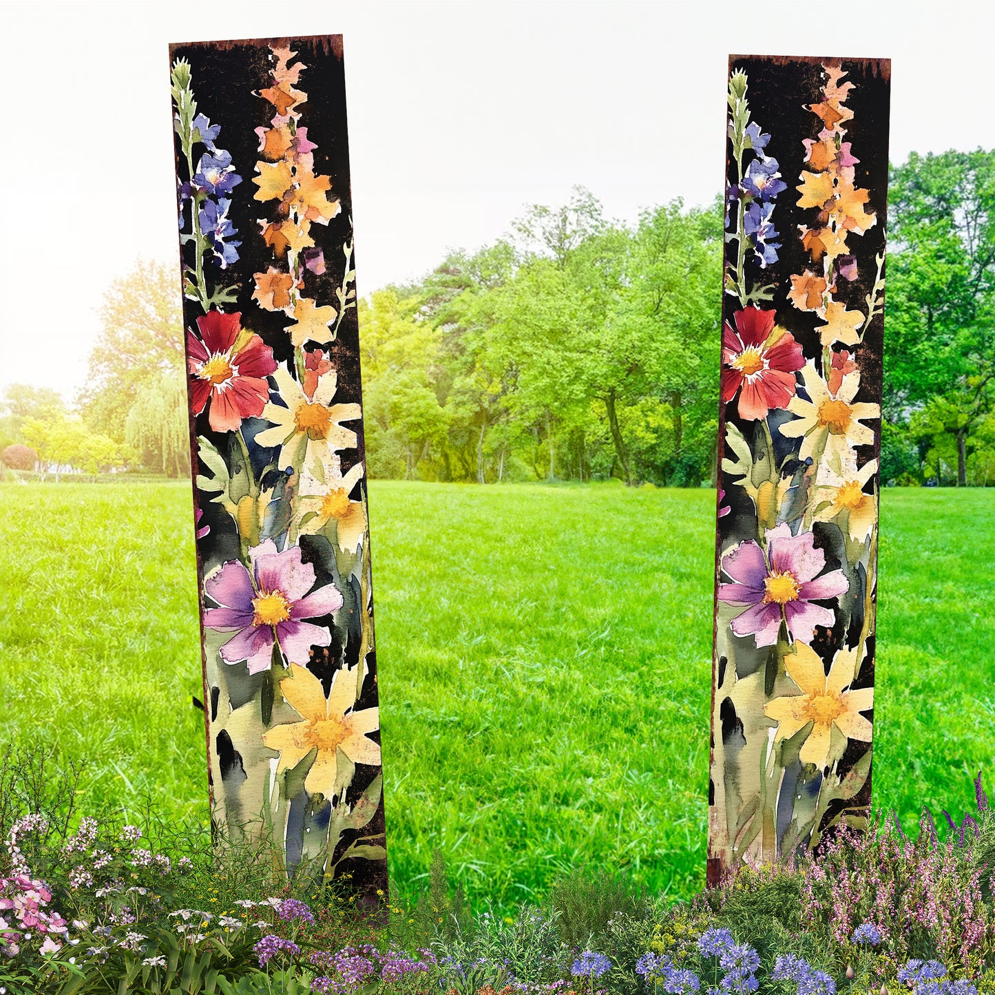 Summer Wildflower Garden Stake – Vibrant Floral Yard Sign for Outdoor Rustic Decor | UV Printed | Multiple Sizes