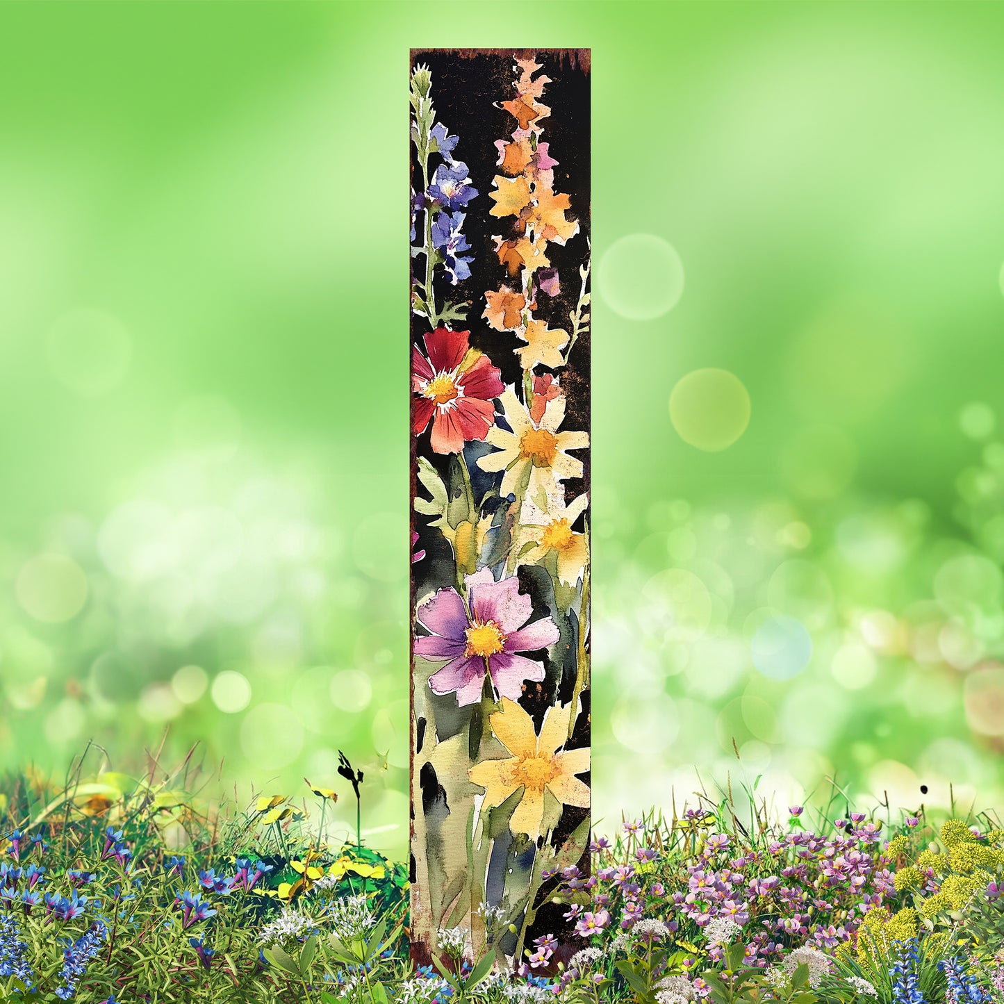 Summer Wildflower Garden Stake – Vibrant Floral Yard Sign for Outdoor Rustic Decor | UV Printed | Multiple Sizes