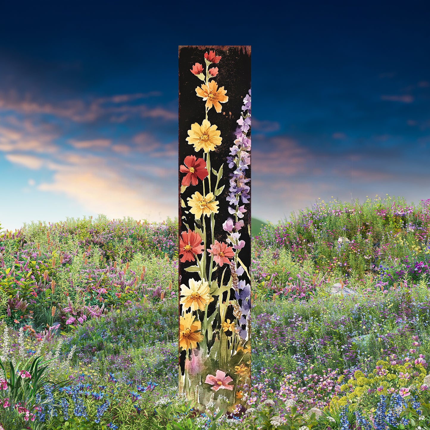 Summer Wildflower Garden Stake – Vibrant Floral Yard Sign for Outdoor Rustic Decor | UV Printed | Multiple Sizes