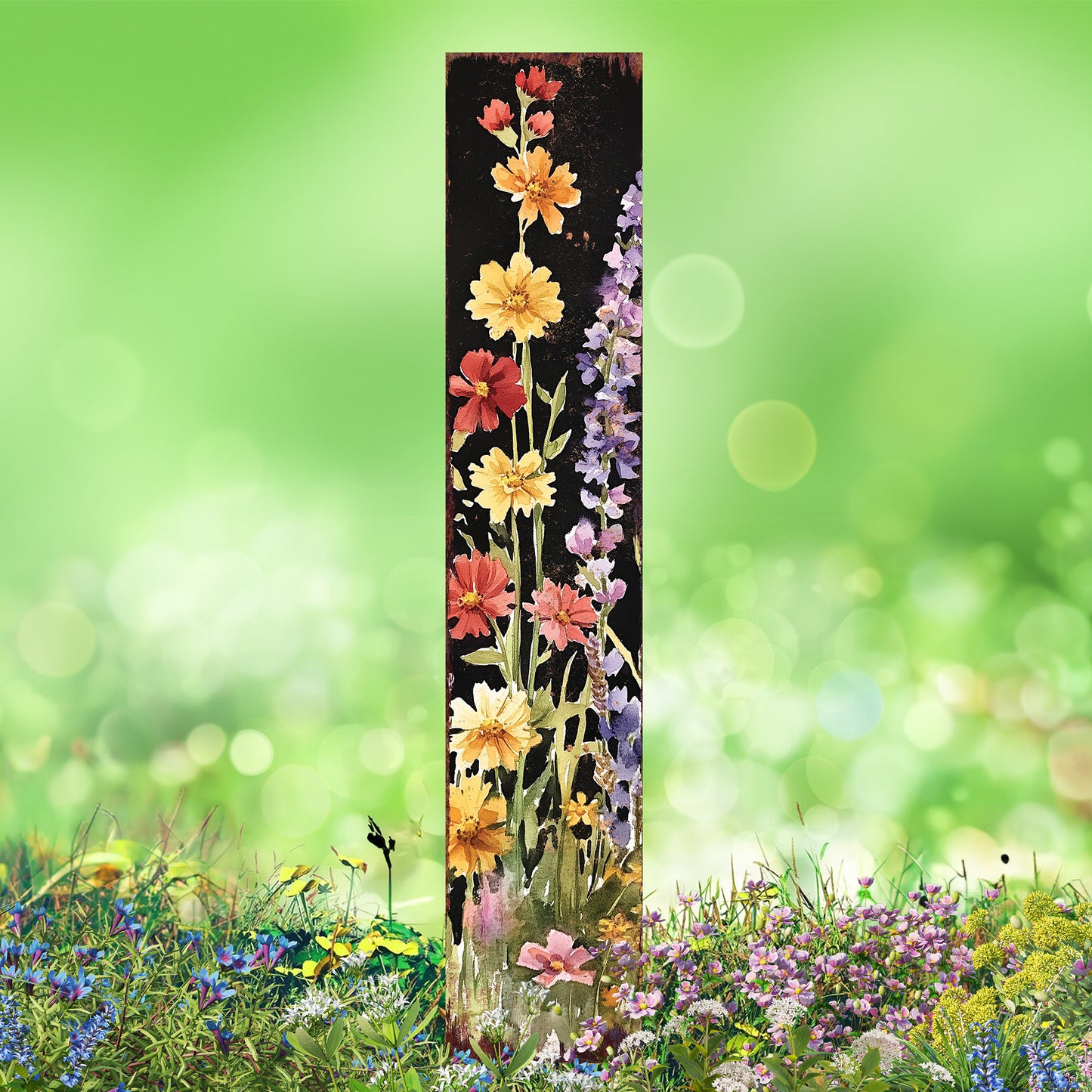 Summer Wildflower Garden Stake – Vibrant Floral Yard Sign for Outdoor Rustic Decor | UV Printed | Multiple Sizes