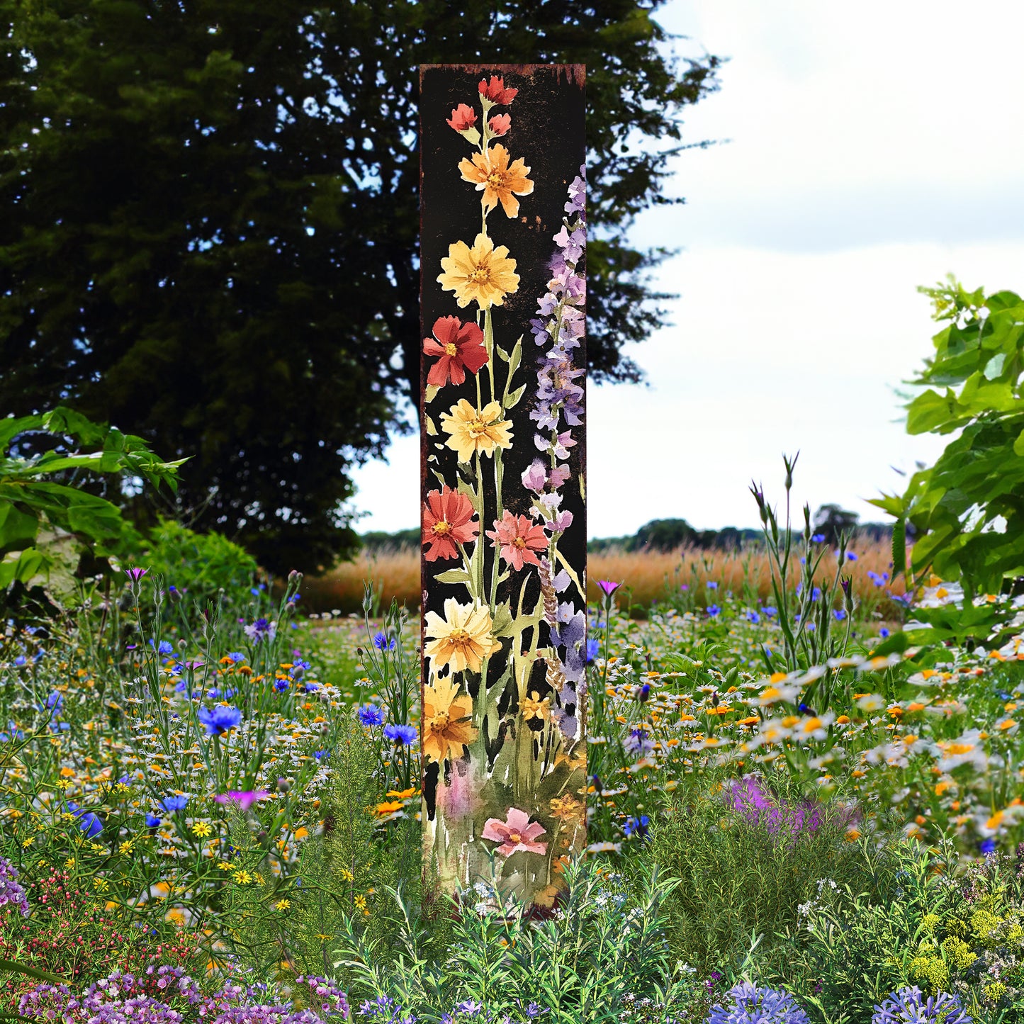 Summer Wildflower Garden Stake – Vibrant Floral Yard Sign for Outdoor Rustic Decor | UV Printed | Multiple Sizes