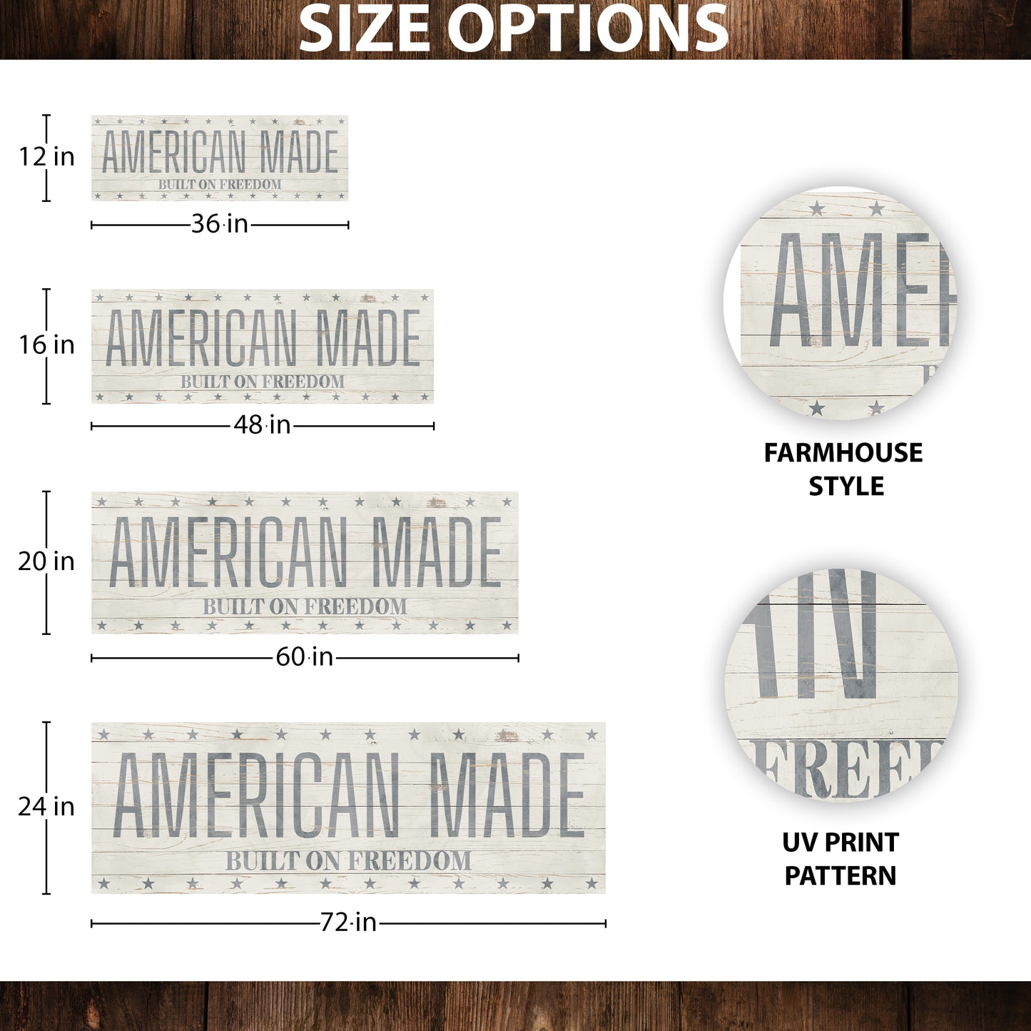 American Made Built on Freedom Wall Sign | Vintage Patriotic Farmhouse Decor | 4th of July Independence Day Wall Art