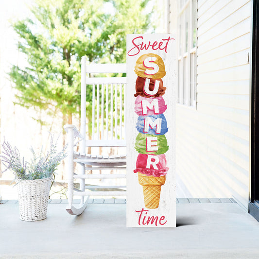Sweet Summer Time Ice Cream Porch Sign | Multi Sizes | UV Print | Perfect for Outdoor Decor, Yard Art, and Garden Decorations