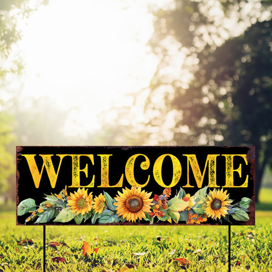 Welcome Wildflower Garden Stake | 36in Summer Floral Yard Sign | UV Print Outdoor Decor | Rustic Farmhouse Garden Accent