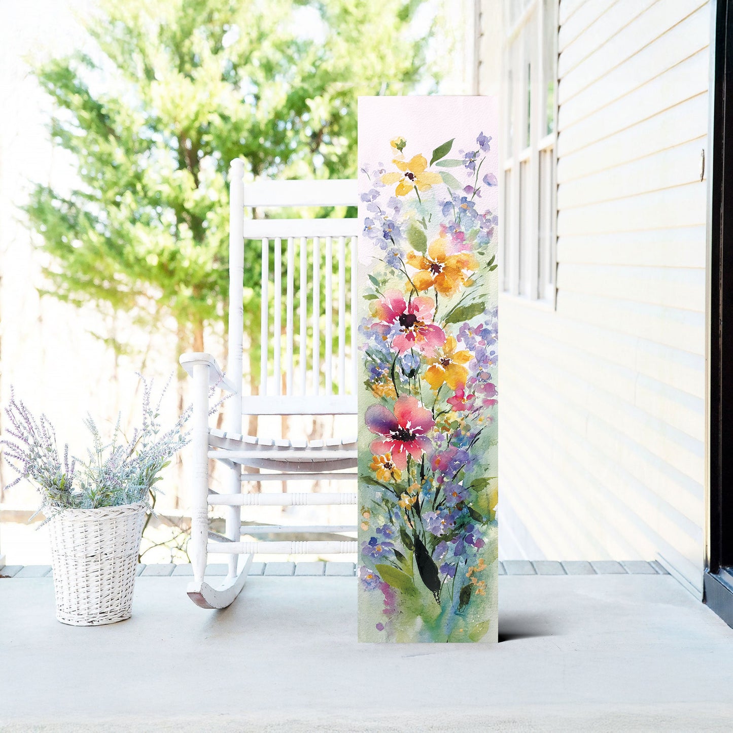 Vertical Summer Wildflowers Porch Sign – UV Floral Print, 36–72in, Rustic Farmhouse Outdoor Decor for Front Door or Patio