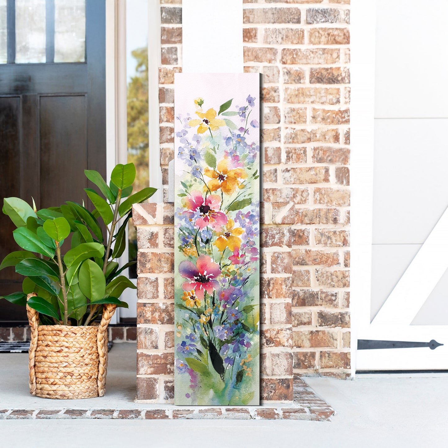 Vertical Summer Wildflowers Porch Sign – UV Floral Print, 36–72in, Rustic Farmhouse Outdoor Decor for Front Door or Patio