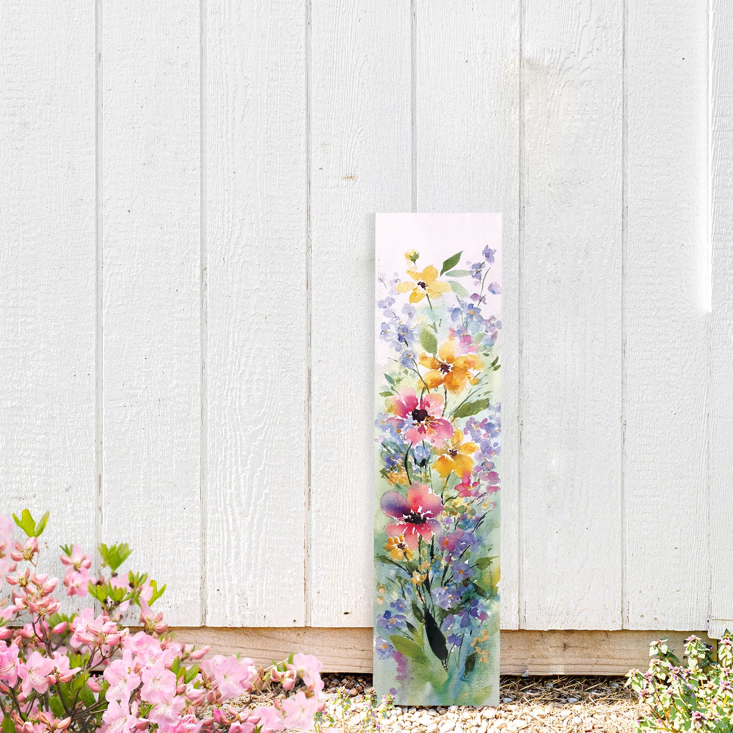 Vertical Summer Wildflowers Porch Sign – UV Floral Print, 36–72in, Rustic Farmhouse Outdoor Decor for Front Door or Patio