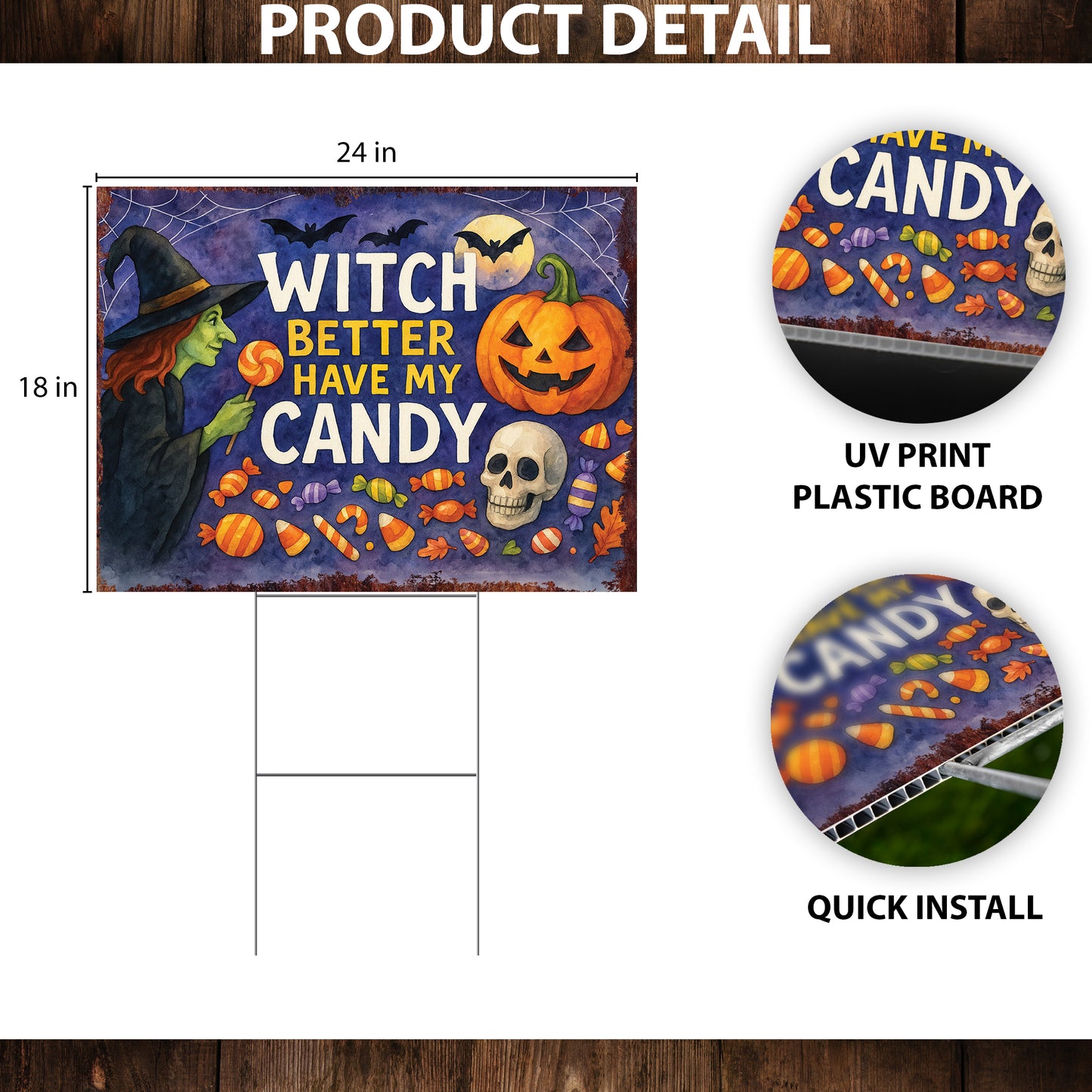 Witch Better Have My Candy Halloween Garden Sign – Funny Yard Stake – UV Print Corrugated Plastic Outdoor Decoration