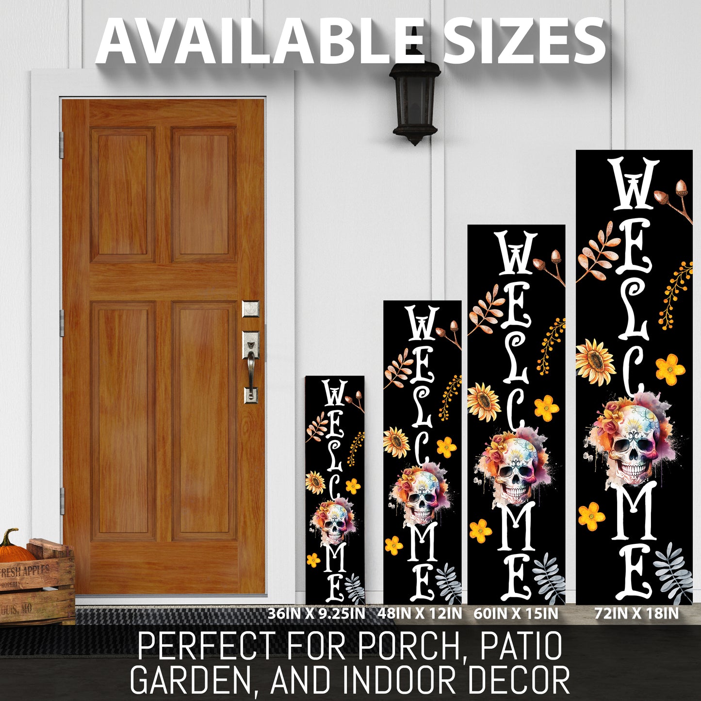 Vibrant Sugar Skull Welcome Sign | Fall & Día de los Muertos Porch Decor