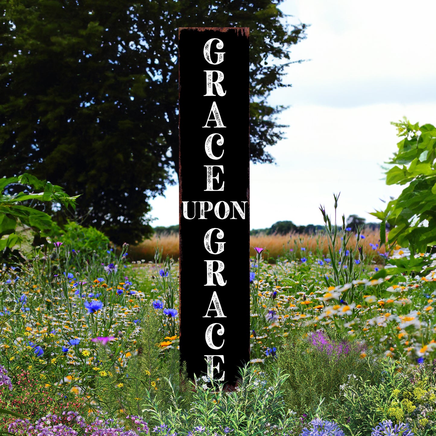 Christian Yard Sign | “Grace Upon Grace” Inspirational Garden Stake | Outdoor Faith-Based Porch, Lawn & Garden Décor