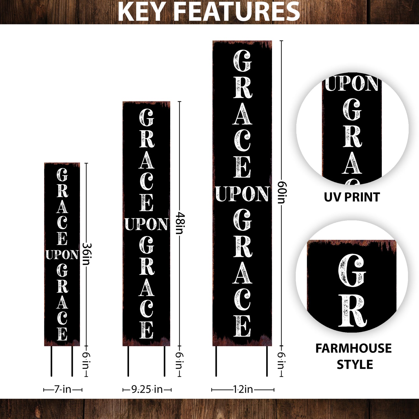 Christian Yard Sign | “Grace Upon Grace” Inspirational Garden Stake | Outdoor Faith-Based Porch, Lawn & Garden Décor