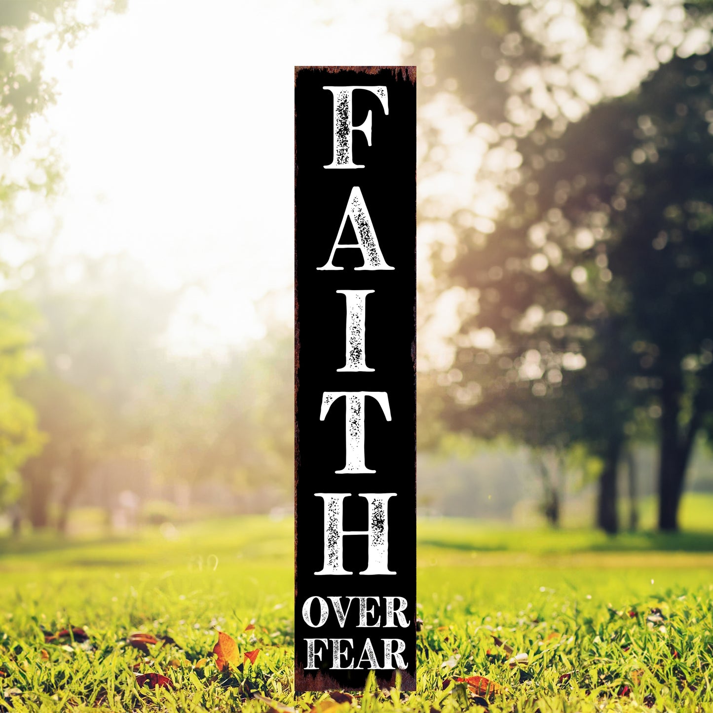 Christian Yard Sign | “Faith Over Fear” Inspirational Garden Stake | Outdoor Religious Porch, Lawn & Garden Décor